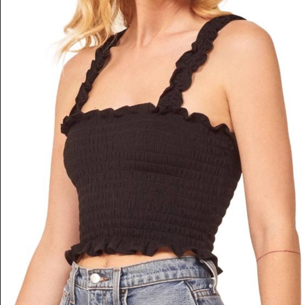 Reformation Ruffle Trim Crop Tank